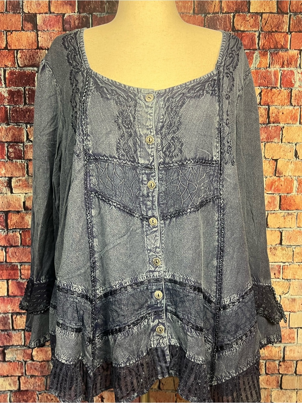 Denim 24/7 22W Fairy Grunge Lagenlook Y2K Boho Tunic Top